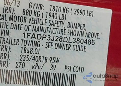 2013 Ford Focus Titanium z USA, uszkodzony, nr VIN 1FADP3J28DL380486